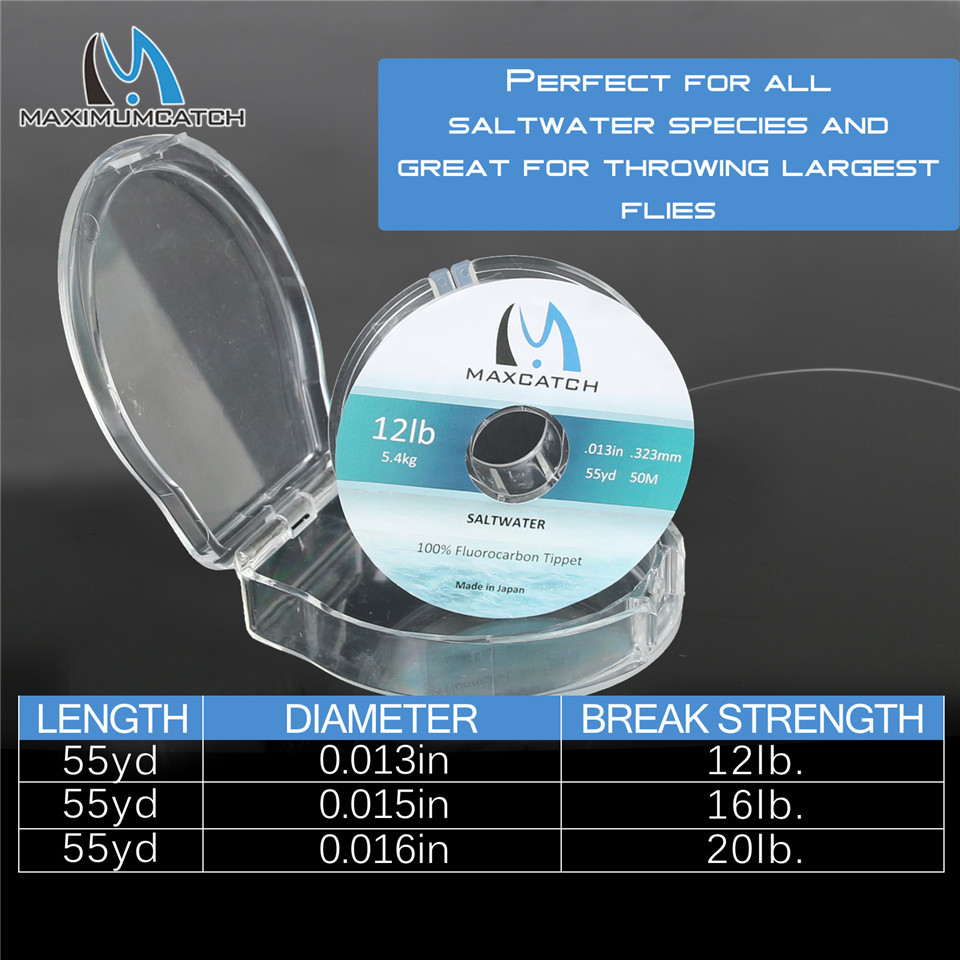 Fluorocarbon Line - Maximumcatch 100% Pure Fluorocarbon Saltwater Tippet